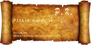 Pittik Karád névjegykártya